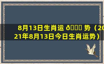 8月13日生肖运 🐒 势（2021年8月13日今日生肖运势）